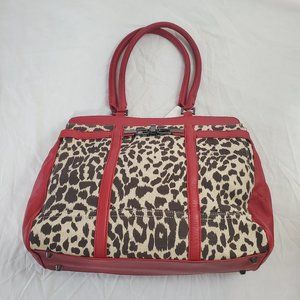Fiona Kotur Muses Red Canvas/Leather Handbag